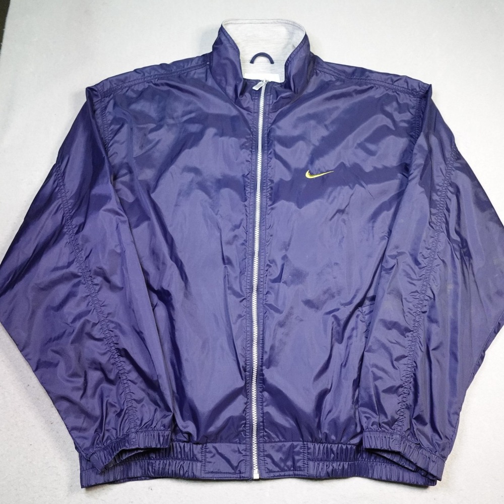 Vintage Nike Jacket Mens XL blue Windbreaker Nylon Swoosh Full Zip 90s